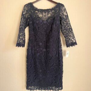 Tadashi Shoji 3/4 Sleeve Short Lace Navy Dress